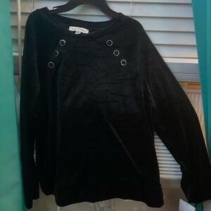 Elegant Black Sweater with Grommet Details